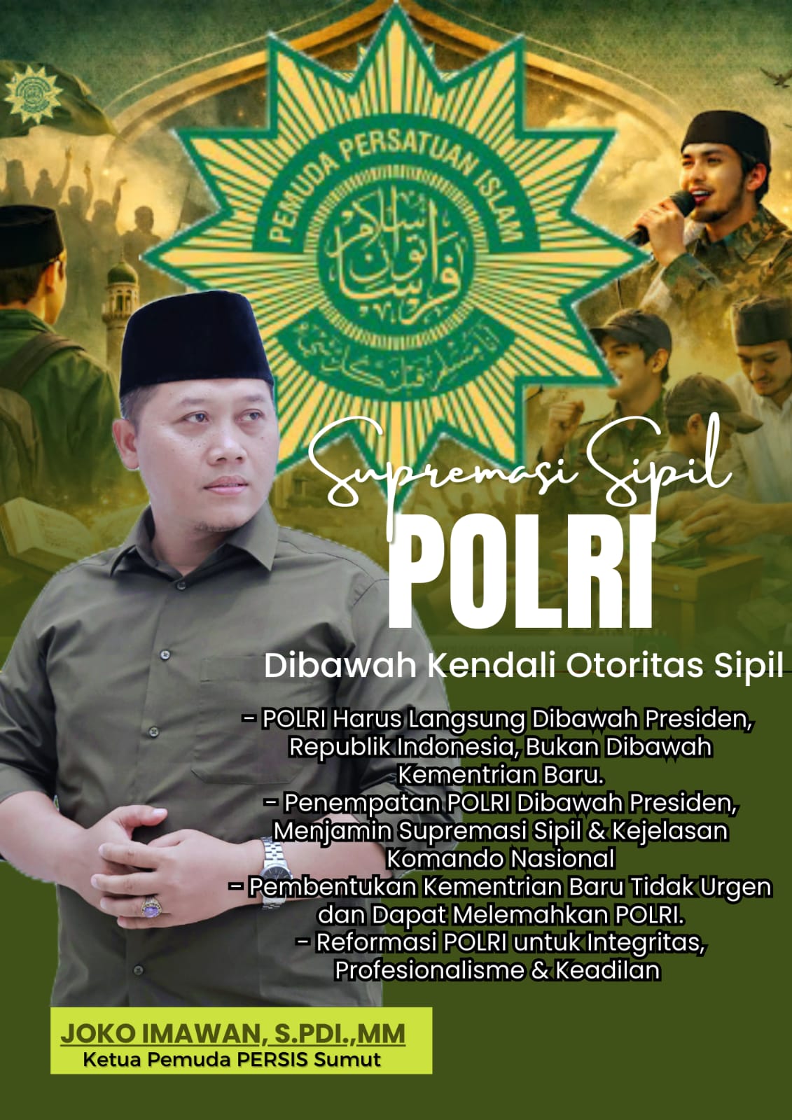 Pemuda Persis Sumut Tolak Wacana Polri di Bawah Kementerian, Nilai Posisi di Bawah Presiden Sudah Ideal